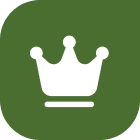 Simple crown symbol in green square