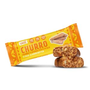 Churro-flavored protein bar packaging