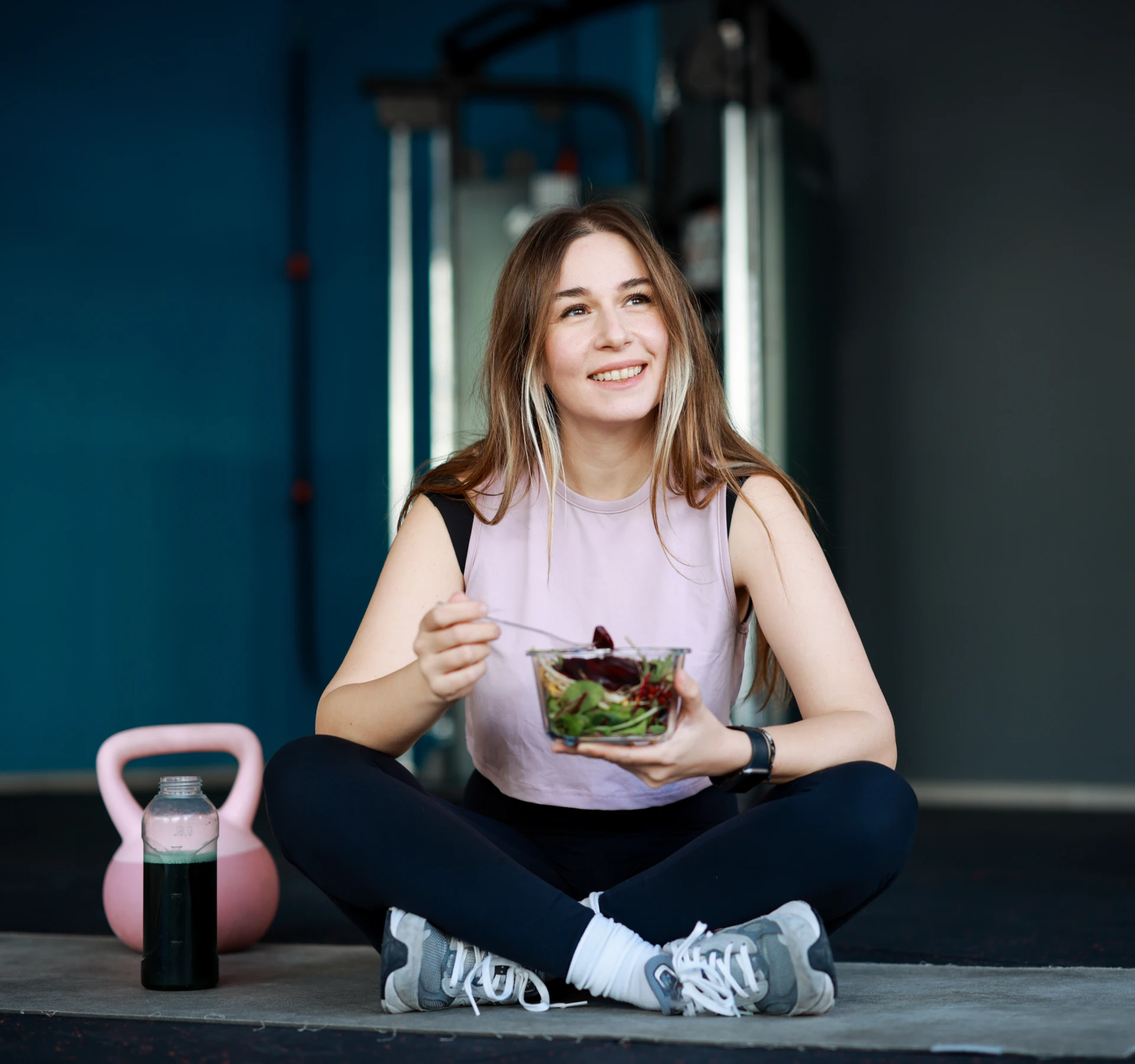 Fitness enthusiast enjoying healthy meal